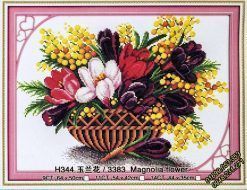 Tranh thêu Giỏ hoa Mộc Lan - H344