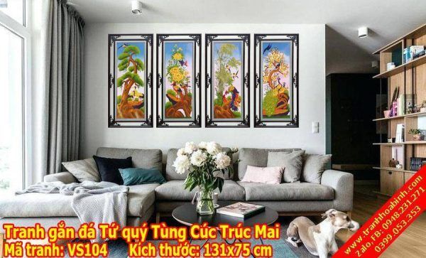 Tranh gắn đá tứ quý Tùng Cúc Trúc Mai VS104 - Xuân Hạ Thu Đông