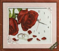 Tranh thêu đồng hồ hoa hồng - W185