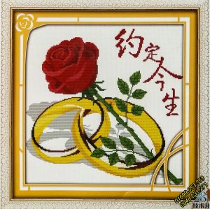 Tranh thêu Hoa hồng Nhẫn cưới – 30055